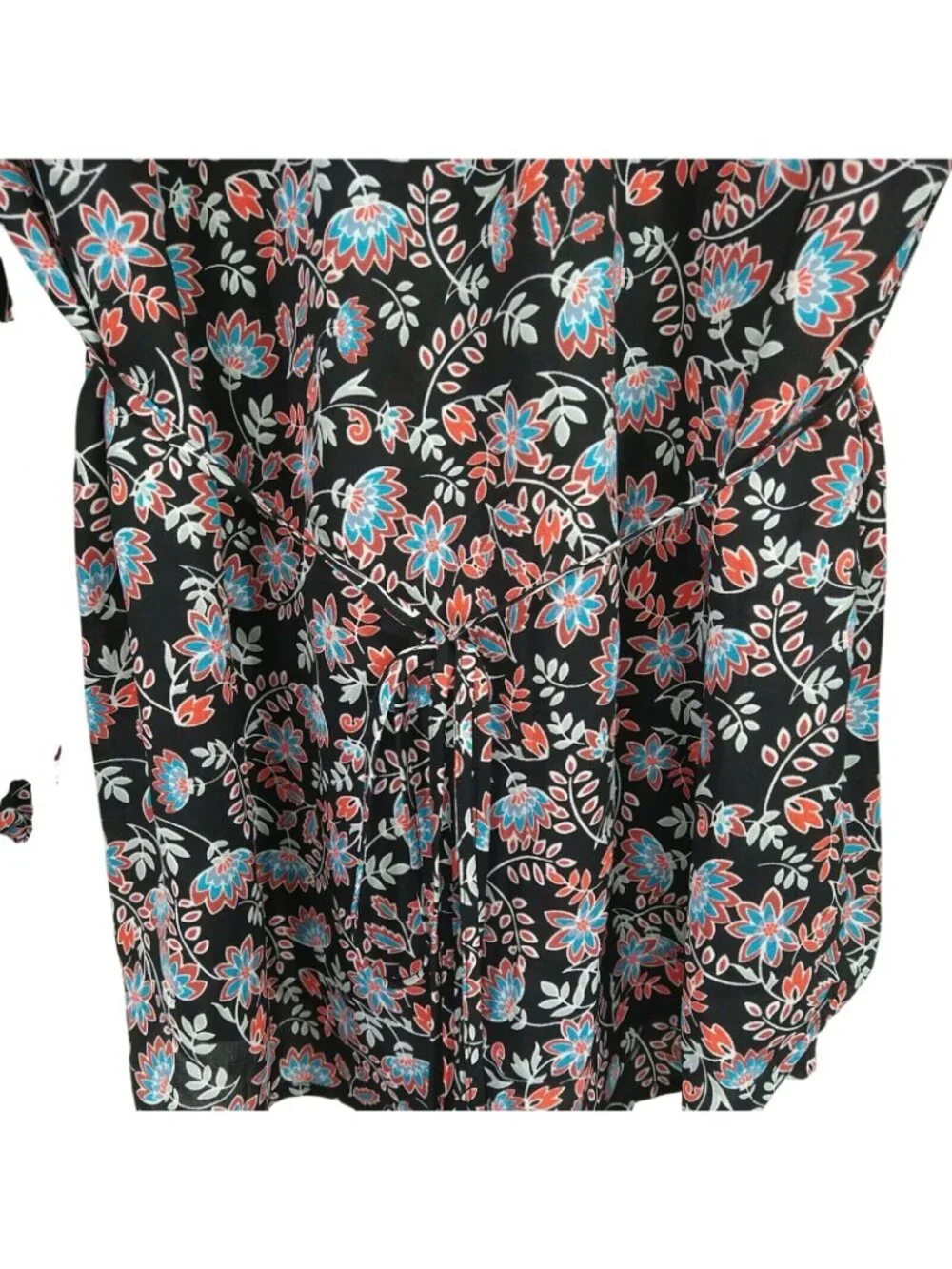 Terra and Sky Button Up Top Blouse Pintuck Tie Back Women Size 1X 16W 18W Black